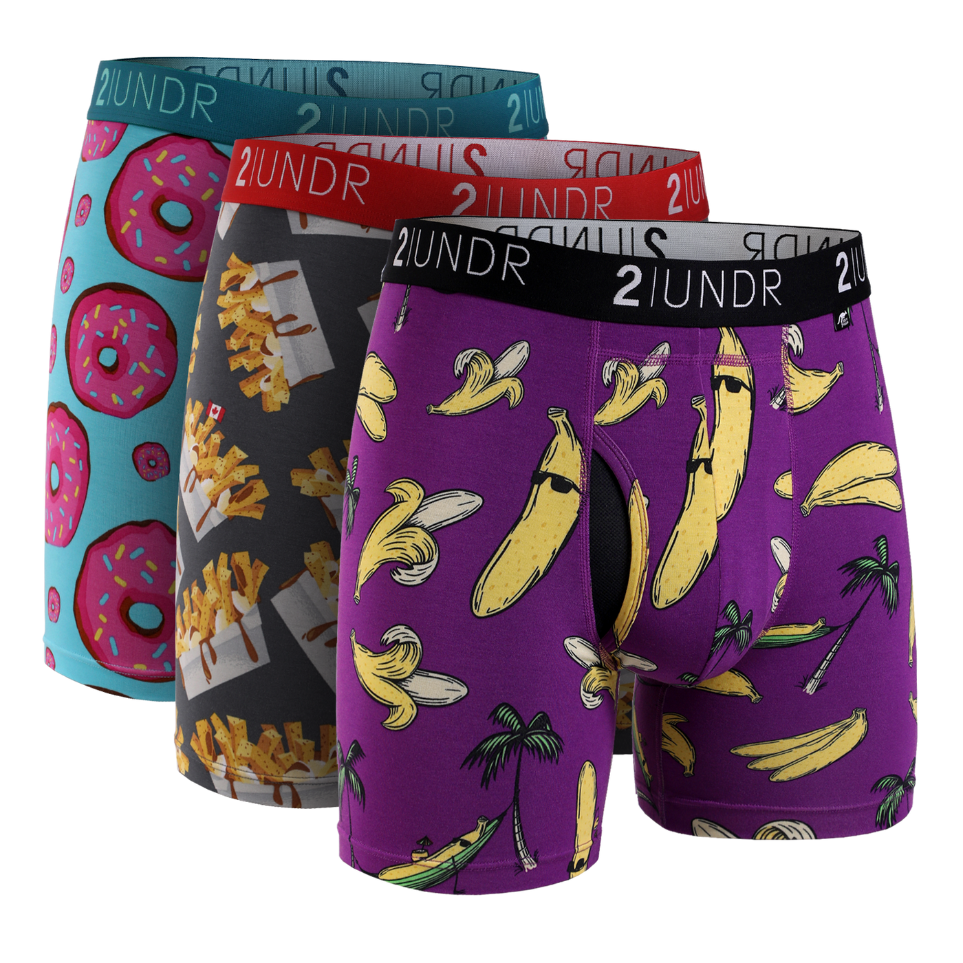 Swing Shift 6" Boxer Brief 3 Pack Boxset - Donuts/Poutine/Banana