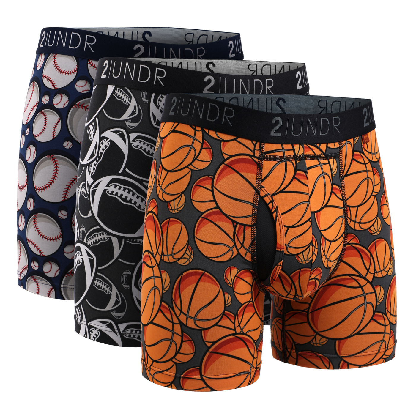 Swing Shift 6" Boxer Brief - 3 Pack Boxset - Grid Iron/Hoops/Upper Deck