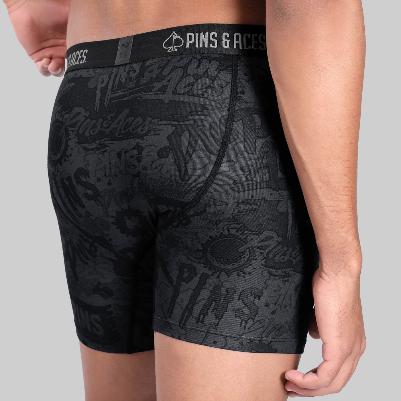 Swing Shift 6" Boxer Brief - Pins & Aces | Graffiti Splatter