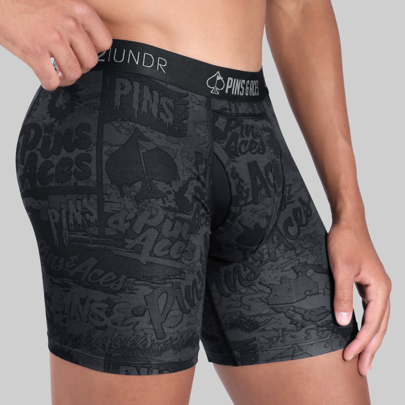 Swing Shift 6" Boxer Brief - Pins & Aces | Graffiti Splatter