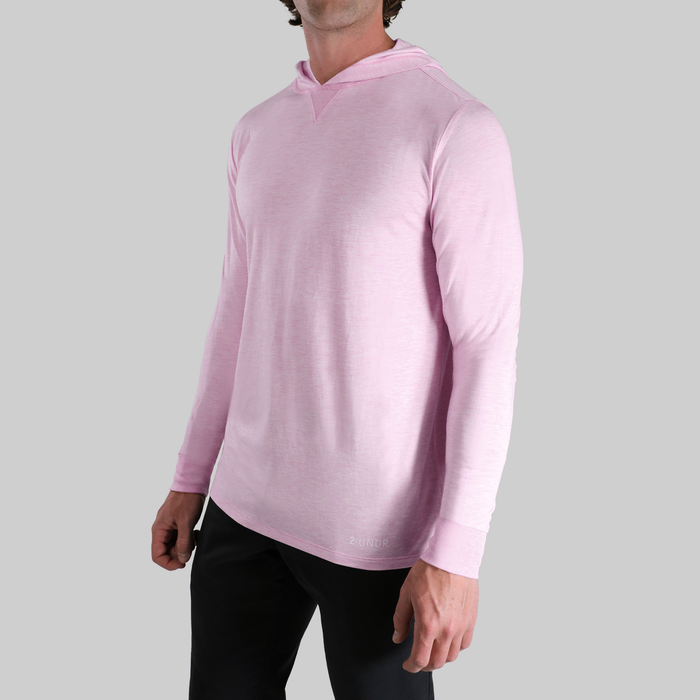 Luxury Long Sleeve Hooded Tee - Heathered Pink