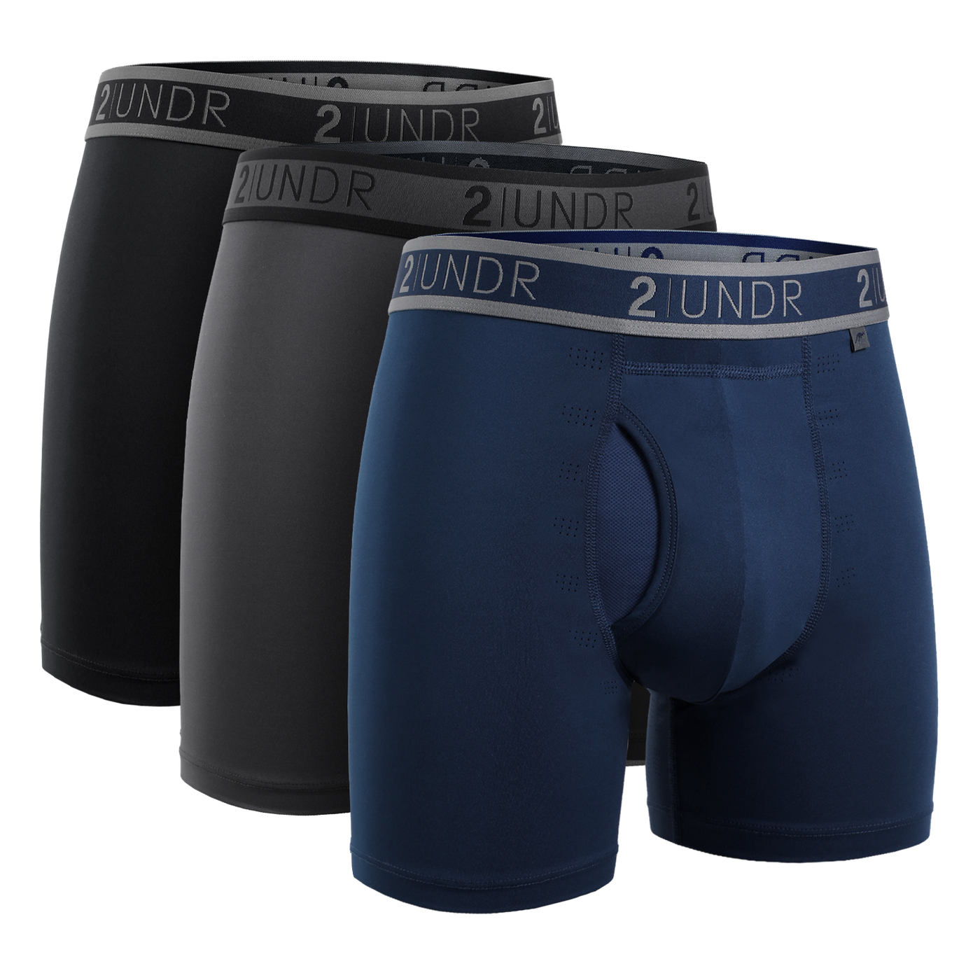 Sport Shift 6" Boxer Brief 3 Pack - Stealth/Charcoal/Azul