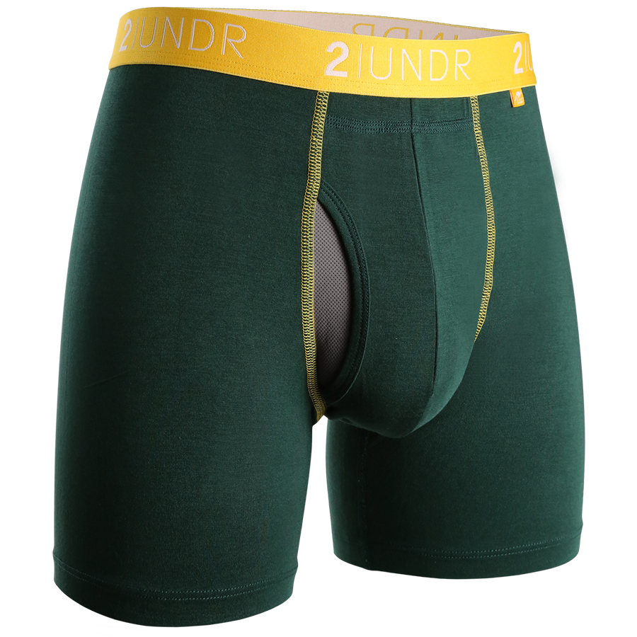 Swing Shift 6" Boxer Brief - Dark Green/Gold