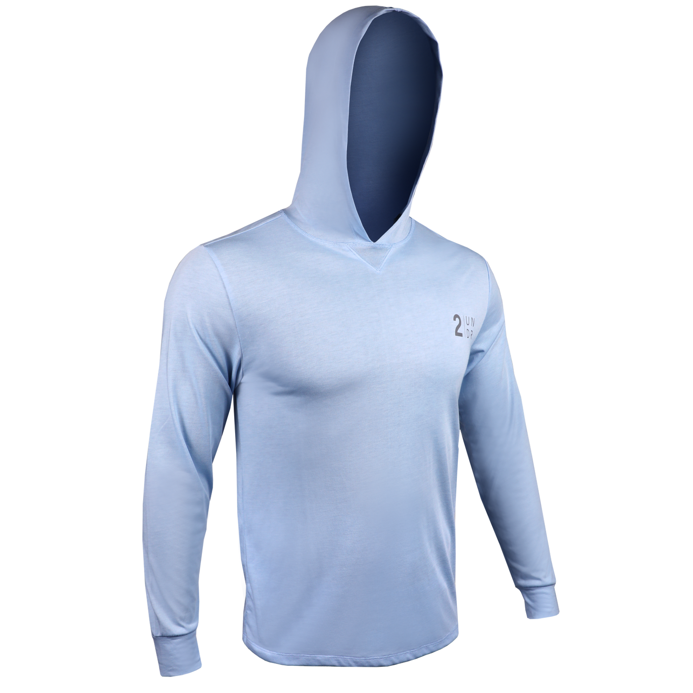 Branded All Day  LS Hooded Tee - Heathered Light Blue