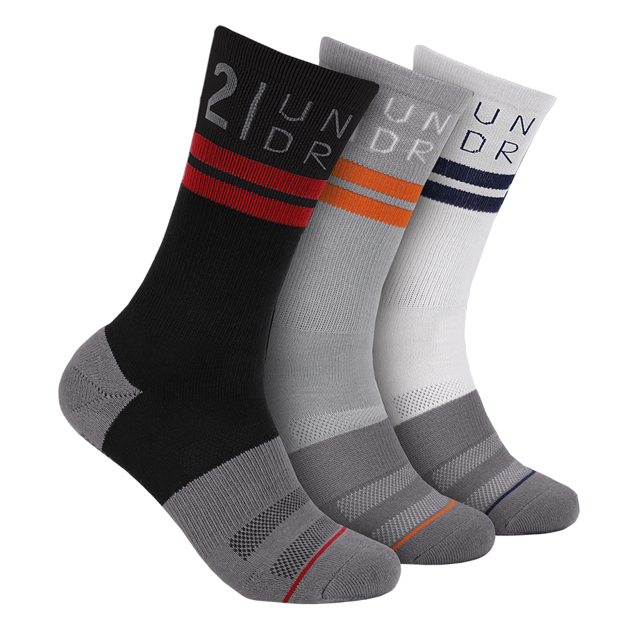 Sport Crew Sock Basic 3 Pack - Black/Grey/White